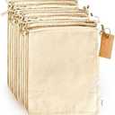LEAFICO Multipurpose Eco Cloth Bags - Large 10x12 Inch (12 Pack) - Cotton Produce Storage Sacks - Muslin Drawstring Pouches for Vegetables - Bread Bags - Linen Fabric Sachets
