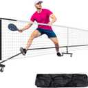 22ft Pickleball Set with Net, Portable Ball Net with Wheels, Steady Metal Frame with Carrying Bag for Backyards Driveways Outdoor Indoor and for Teens Families Professionals (Black)
