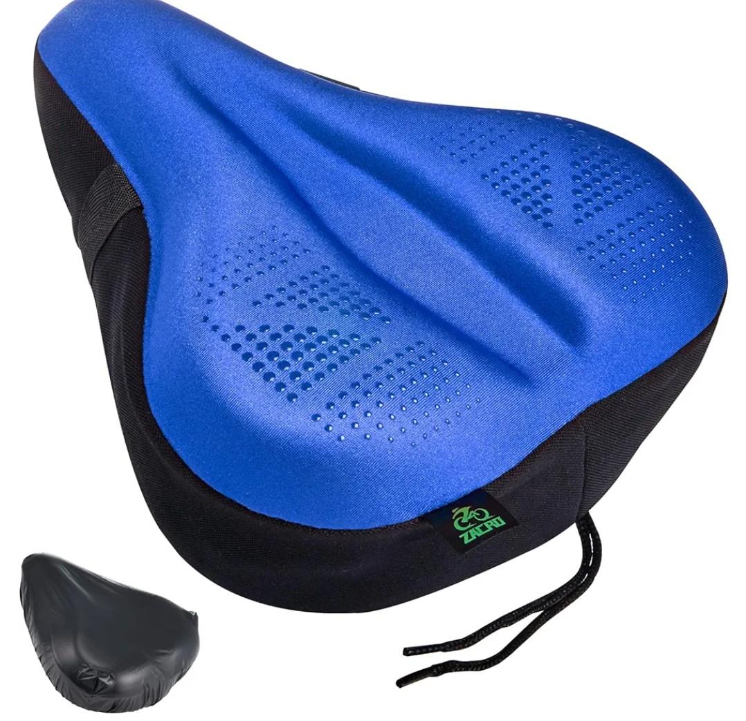 Zacro Bike Seat Cushion - Padded Gel Bike Seat Cover for Men & Women, Padding Bicycle Saddle fit with Peloton/Spin Stationary Exercise/Mountain Road Cycling Bike