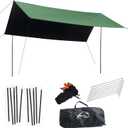 Wind Tour Portable Multifunctional Outdoor Camping Traveling Awning Backpacking Tarp Sunshade Lightweight UV Protection and PU 3000mm Waterproof Rain Fly Tarp Shelter (118 * 118 inches)
