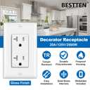 BESTTEN 20 Pack 20 Amp Decor Wall Receptacle Outlet, 20A Tamper-Resistant (TR) Electrical Outlet with Wallplate, Residential and Commercial Use, White