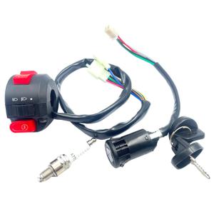 4 Wires Key Switch with Cap and 3 Functions Stater Switch+Spark Plugs - Ignition Switch & Starter Assembly Kit for 50cc 70 cc 90cc 110 cc 125cc 150cc ATVs Dirt Bikes