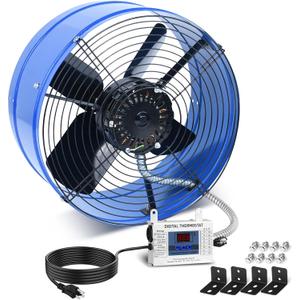 15" Attic Exhaust Fan with Thermostat - 1300CFM Gable Vent Fan with Thermostat Covers 1850 Sq.ft, Plug-and-Play Gable Attic Fans with 20FT Power Cord & 60Hz Motor Low Noise for Home Garage Shed