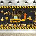 Construction 1st Birthday Party Supplies Backdrop Banner Dump Truck Excavator Crane Digger Zone Background Photo Booth Props for Boys Construction One Year Old Birthday Baby Shower Party Decorations