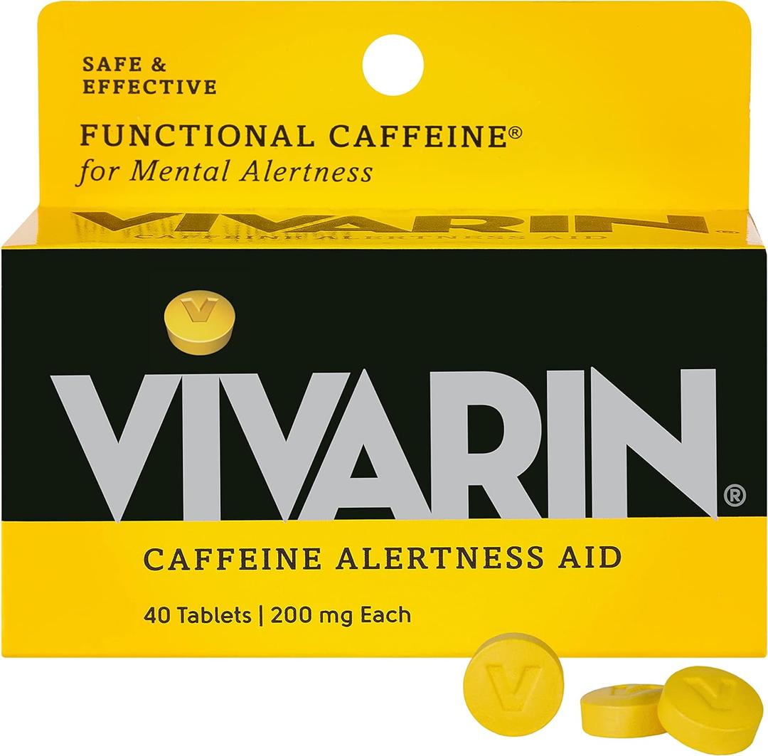 Vivarin, Caffeine Pills, 200mg Caffeine per Dose, Safely and Effectively Helps You Stay Awake, No Sugar, Calories or Hidden Ingredients, Energy Supplement, 40 Tablets (40 Count (Pack of 1)), Expiry: 2025-SEP Vivarin, Caffeine Pills, 200mg Caffeine per Dose, Safely and Effectively Helps You Stay Awake, No Sugar, Calories or Hidden Ingredients, Energy Supplement, 40 Tablets (40 Count (Pack of 1)), Expiry: 2025-SEP
