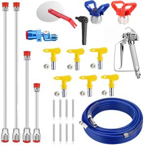 22 Pcs Airless Paint Sprayer Kit | 3600 PSI High Pressure Spray Gun | 50ft Hose | 6 Reversible Tips | 4 Extension Rods | 8 Filters | Complete Painting Tool Set for Indoor Outdoor Walls Fence Cabinet