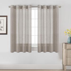 H.VERSAILTEX Linen Curtains Nickel Grommet Natural Linen Semi-Sheer Curtains 2 Panels Privacy Added Premium Soft Rich Material Drapes for Bedroom/Living Room - 52x54 - Inch - Taupe
