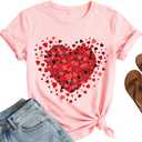 Hearts Valentines Shirts for Women  Love Heart Valentines Day Tshirt Cute Tops (XXL)