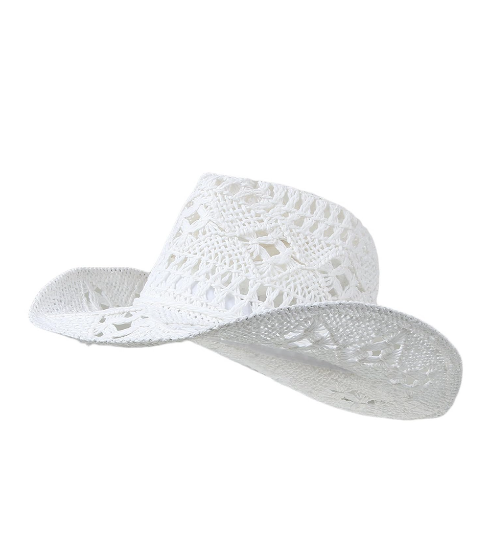 EOZY Men & Women's Summer Cowboy Cowgirl Straw Hat Hollow Out Woven Roll Up Wide Brim Hat