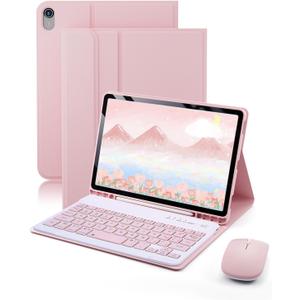 Keyboard Case for iPad mini 7 (A17 Pro 2024) & Mini 6 (2021) 8.3inch - with Mouse and Magnetically Keyboard, Case with Pencil Holder for iPad mini 7th/6th Generation, Auto Sleep/Wake, Pink