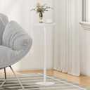 TUTOTAK Tall Round Side Table, Small End Table, Beside Table, Drink Table, Pedestal Side Table, livingroom, White TB01BW065