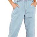 luvamia Women's Casual Stretch Adjustable Denim Bib Overalls Jeans Pants Jumpsuits, M