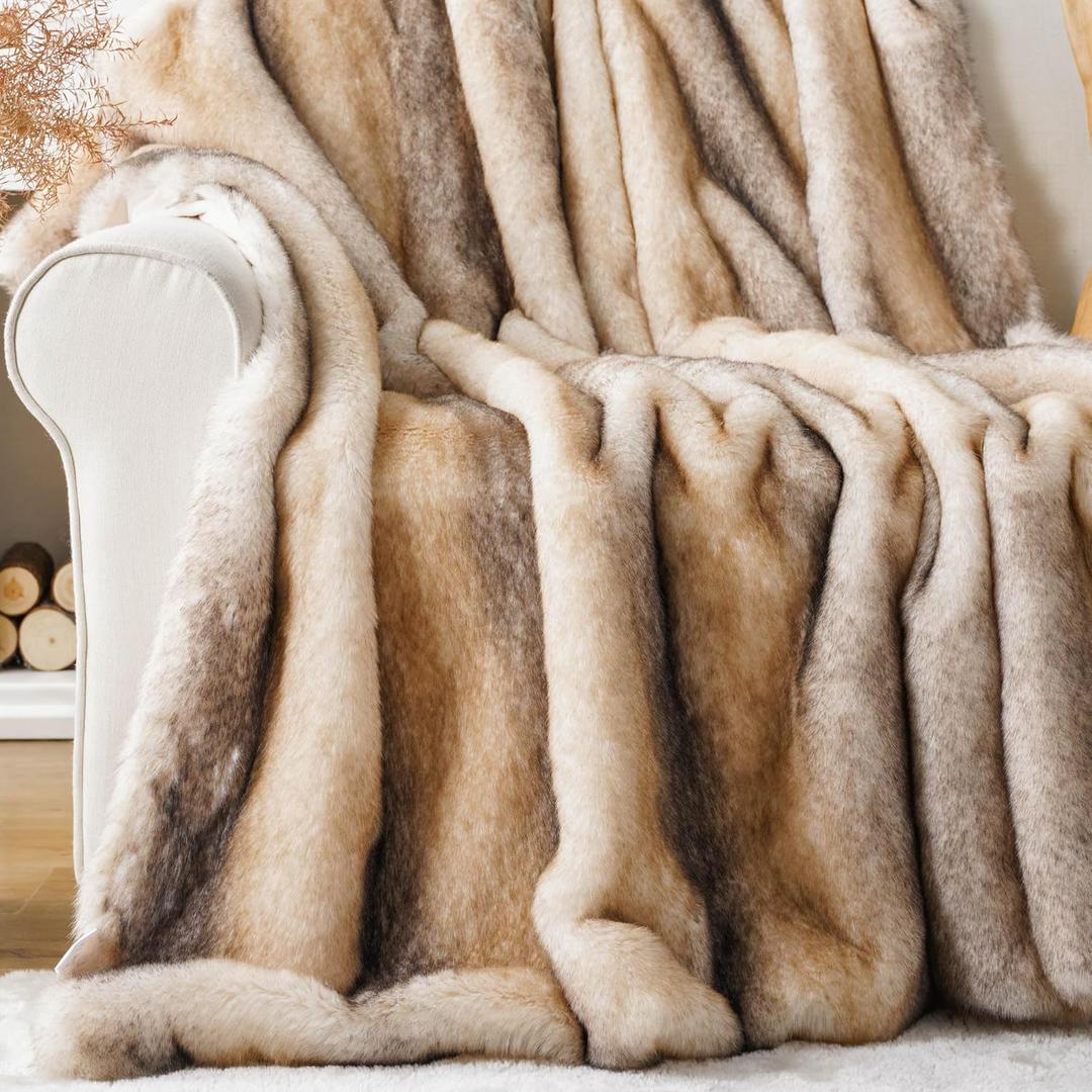 Battilo Luxury Faux Fur Throw Blanket for Couch, 60"x80", Thick, Smoothly