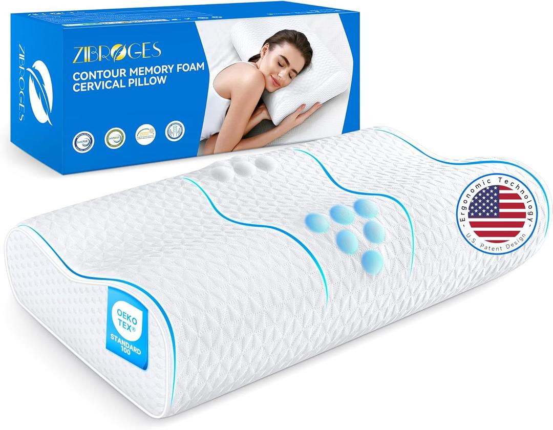 Cervical Neck Pillow for Pain Relief- Queen Size Cooling Pillow for Sleeping, Memory Foam Pillows for Neck Shoulder, Ergonomic Adjustable Contour Bed Pillow for Side, Stomach & Back Sleepers