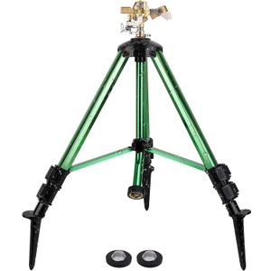 Sprinklers for Yard,Heavy-Duty Impact Sprinkler on Ground Plug Tripod Base, 360 Degree, 0-43 Feet Large Area Coverage Yard Sprinklers, Adjustable Height 16-37 Water Sprinkler for Lawn (Green)