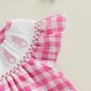7 x Gueuusu Newborn Baby Girl Easter Outfit Bunny Embroidery Smocked Bubble Romper Short Sleeve One Piece Bodysuit Infant Clothes (2-3T, Plaid)