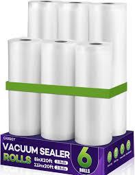 CAREGY Food Vacuum Sealer Rolls Bags 6 Pack 3 Rolls 8'' x 20' and 3 Rolls 11''x 20' Commercial Grade BPA Free Bag Rolls Embossed Food Saver Bags for Meal Prep,Sous Vide Cooking and Food Storage 