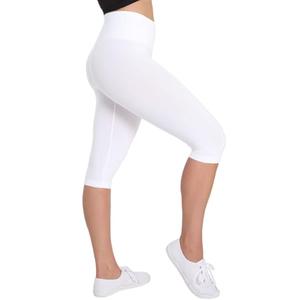 Double Agent High Waist Shaping Capris - SlimMe by MeMoi - Versatile Leggings ,White,Medium