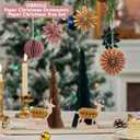 9 Pcs Paper Christmas Tree with Hanging Honeycomb Ornaments, Including 2 Pcs Mini Honeycomb Reindeers, Christmas Honeycomb Decorations for Xmas Home Decor Indoor and Table Centerpiece (Brown&green&pink)