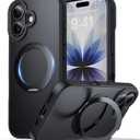 for iPhone 17 Case with Stand Black, Fits MagSafe Ring, Military-Grade Drop Protection, Build in Kickstand,Slim Matte Finish Shockproof Phone Cover 6.3"