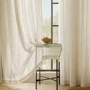 Faux Linen Beige Curtains 90 inches Long for Living Room Rustic Farmhouse Linen Drapes Semi Sheer Burlap Textured Canvas Cloth Curtain Panels Set of 2 Kahki Tan Colored
