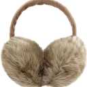 POXIMI Women Winter Earmuffs Girl Ski Adjustable Ear Covers for Kid Cute Bow Ear Warmer Outdoor Earmuff Fleece Lining (C-Khaki, ONE SIZE)