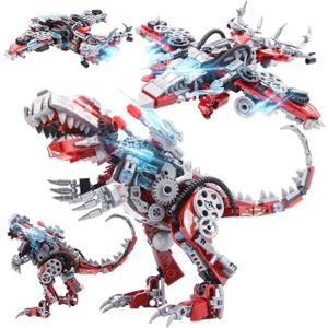 2 in 1 Dinosaurs Building Kits, 422PCS Educational Building Sets for Kids Boy, STEM DIY Building Blocks Toys, 3D Dinosaur Aircraft Transforming Puzzle for Children 6+ and Adults