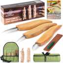 BeaverCraft Wood Carving Knife Kit S15 Whittling Kit for Beginners, Kids - Wood Carving Tools Set with Detail Chip Knife Sloyd Whittling Knives & Leather Strop, Polishing Compound and Tutorials