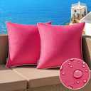 MIULEE Pack of 2 Outdoor Waterproof Pillow Covers Decorative Farmhouse Throw Pillow Covers Square Solid Color Couch Pillow Covers Spring for Patio Tent Bed Sofa Living Room 16x16 Inch Hot Pink