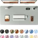 YSAGi Leather Desk Protector, Office Mat, Large Mouse Mat, Non-Slip PU Leather Blotter, Laptop Desk Pad, Waterproof Writing Pad for Office and Home (Grayish Green, 47.2" x 23.6")