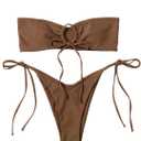 GORGLITTER Women's Strapless Bandeau Swimsuit High Cut String Thong Cheeky Bikini Set Bathing Suit XS
