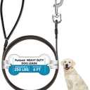 Petbobi Chew Proof Dog Leash - 6FT Metal Cable with Comfortable Padded Handle, Heavy Duty Dog Leashes for Walking Training Jogging, Brown Lead Rope for Large Medium Pets Teething Puppies, 1pc