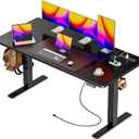 Huuger 55 x 28 Large Electric Standing Desk with 4 AC Outlets, Type-C Port, Height Adjustable Computer Desk, 27.6" Deep Desktop, Stand up Gaming Desk, 3 Preset Heights, for Home Office, Black