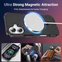 jaroco Magnetic for iPhone 16 Case with Screen Protector, Heavy Duty Protection, Compatible with MagSafe, Military Grade Drop Protection, Translucent Matte Shockproof Phone Cover, Black