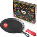 Uno Casa Cast Iron Comal Pan 10.5 Inch - Skillet for Roti/Comal Pan, Tawa/Dosa Pan Pataconera, Comales para Tortillas - Comal Para Tortillas Grande - Cast Iron Griddle