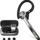 HEIBAS Bluetooth Headset, Wireless Bluetooth Earpiece with 500mAh Charging Case 72 Hours Talking Time Built-in Microphone for iOS Android Cell Phone, V5.1 Hand-Free Headphones for Trucker, Office (Black)