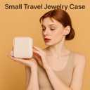 1 Pc Small Travel Jewelry Case Bridesmaid Gift for Bachelorette Wedding Day, Mini Jewelry Pouch Organizer Bag with Zipper, Portable Waterproof Velvet Jewelries Bag for Rings, Necklaces (Beige)