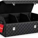 FORTANEXUS Car Trunk Organizer with Sturdy Faux Leather Lid - 29.5 inches