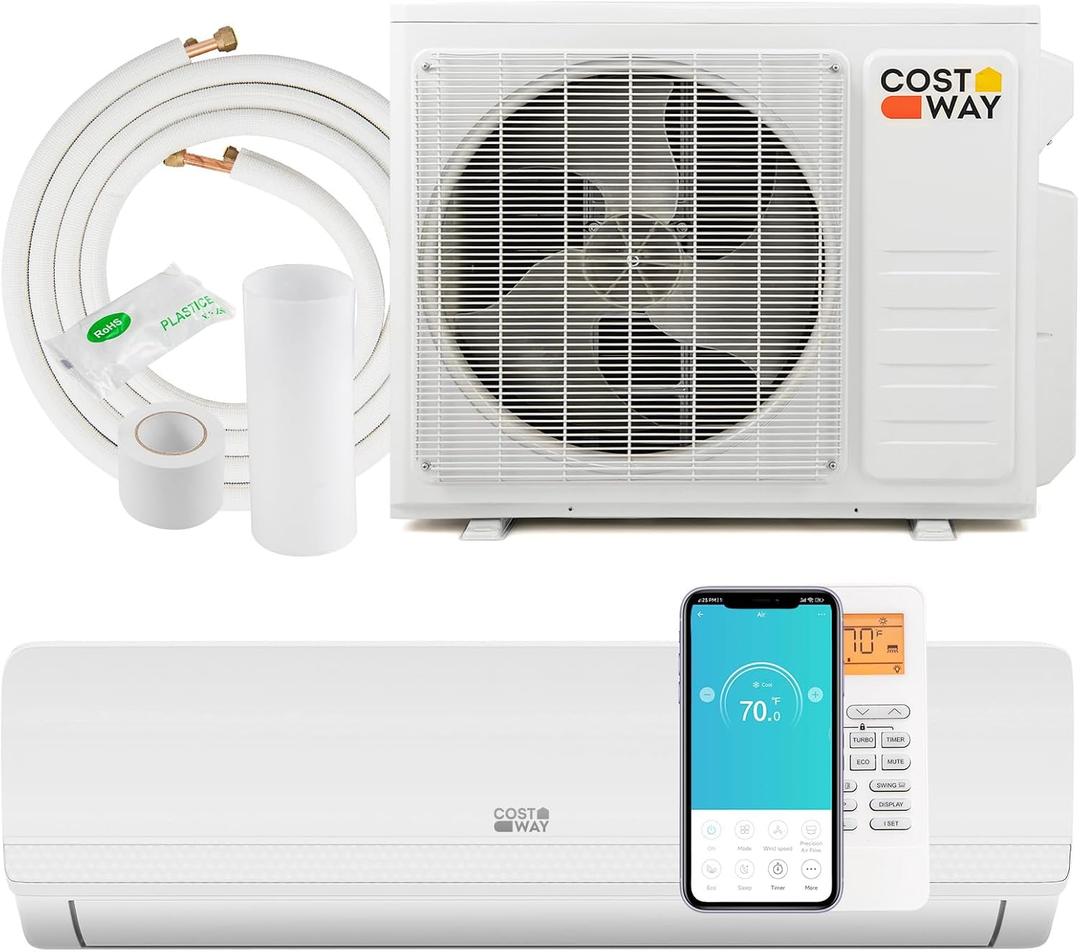 9000 BTU Mini Split Air Conditioner& Heater, 20 SEER2 Wifi Enabled Ductless Wall Mounted Inverter Air Conditioner, Energy Efficient Inverter AC with Heat Pump(Thundrive Series)