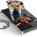 AMZCHEF Induction Cooktop 2 Burners, 12 Inch Bulit-in & Countertop Induction Stove with Plug 110V-120V, 9 Power Levels Electric Stove 1800W, Safety Lock, Timer, Touch Control for Fast Cooking