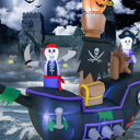 7FT Halloween Inflatable Pirate Ship Skeleton Holiday Decoration w/ LED Lights