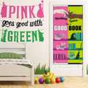 Halloween Pink and Green Party Decorations Witch Princess Themed Banner Holding Space for a Good Book Classroom Front Door Porch Sign Witch Party Wall Decor for kids Birthday Party Supplies