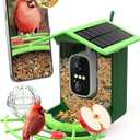 Bird Feeder with Camera Outdoor Solar Smart Bird Feeder with Camera Wireless B-ird Houses for Outside Garden - 2K Video Live AI Recognition Visible Window Auto Capture