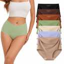 Womens Underwear High Waist Tagless 7 Pack Panties Seamless Full Coverage Briefs Silky Stretch XXL
