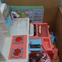 HOLYFUN Kids Kitchen Playset, Kitchen Set for Toddler with Sound and Light, Cooking Stove with Steam, Play Sink and Toy Kitchen Accessories, Pretend Kitchen Toys for Kids Girls Boys, Pink