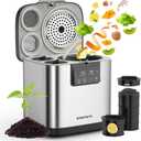 4L Electric Composter for Kitchen: Indoor Smart Quick Composting Machine with LED Timer Display, Odorless/Low-Noise Auto Garbage Disposal Home Countertop Compost Bin,Turn (Black)