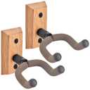 MOREYES Guitar Wall Mount 2 Pack, Guitar Hanger with Rotatable Soft Guitar Holders for All Size Guitars, U-Shaped Guitar Wall Hangers for Acoustic Guitar, Bass, Easy to Install, Oak, Brown