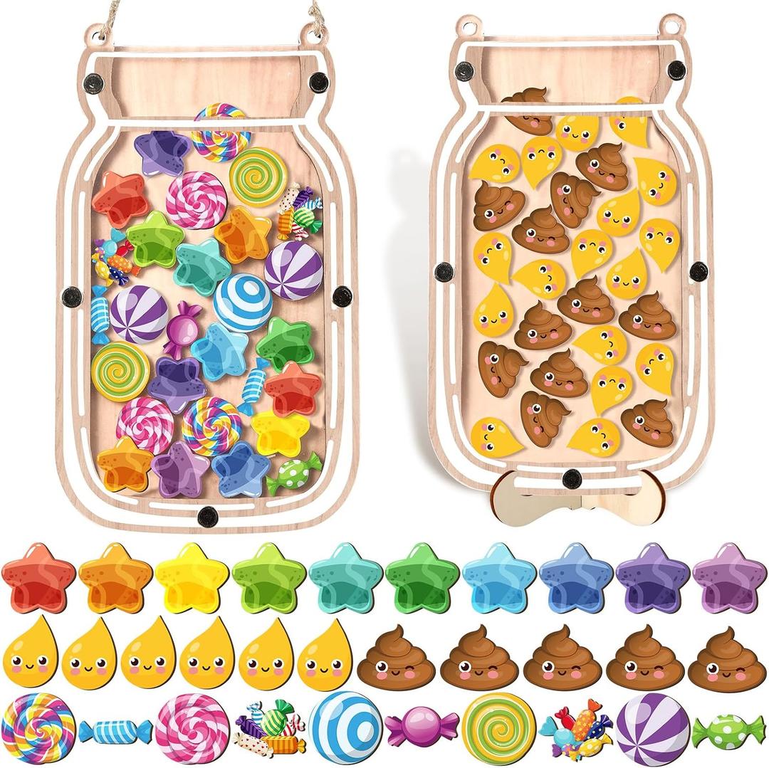 34 Pcs Potty Training Reward Jars Classroom for Kids, Mason jar: about 8 x 5 inches/ 20.4 x 12.7 cm