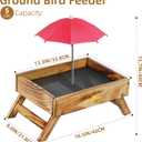 Ground Bird Feeder for Outdoors Bird&Squirrel Feeder Wooden Chicken Picnic Table Platform Feeder Wild Bird Feed Crow Feeder for Outside with 5 LBS Capacity (Brown)