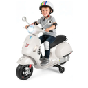 HONEY JOY Kids Motorcycle, 12V Electric Vespa Scooter with Training Wheels, Headlight, Horn, One-Button Start, Battery Powered Toddler Motorcycle, Ride On Toy, Gift for Boys Girls (12V, White)